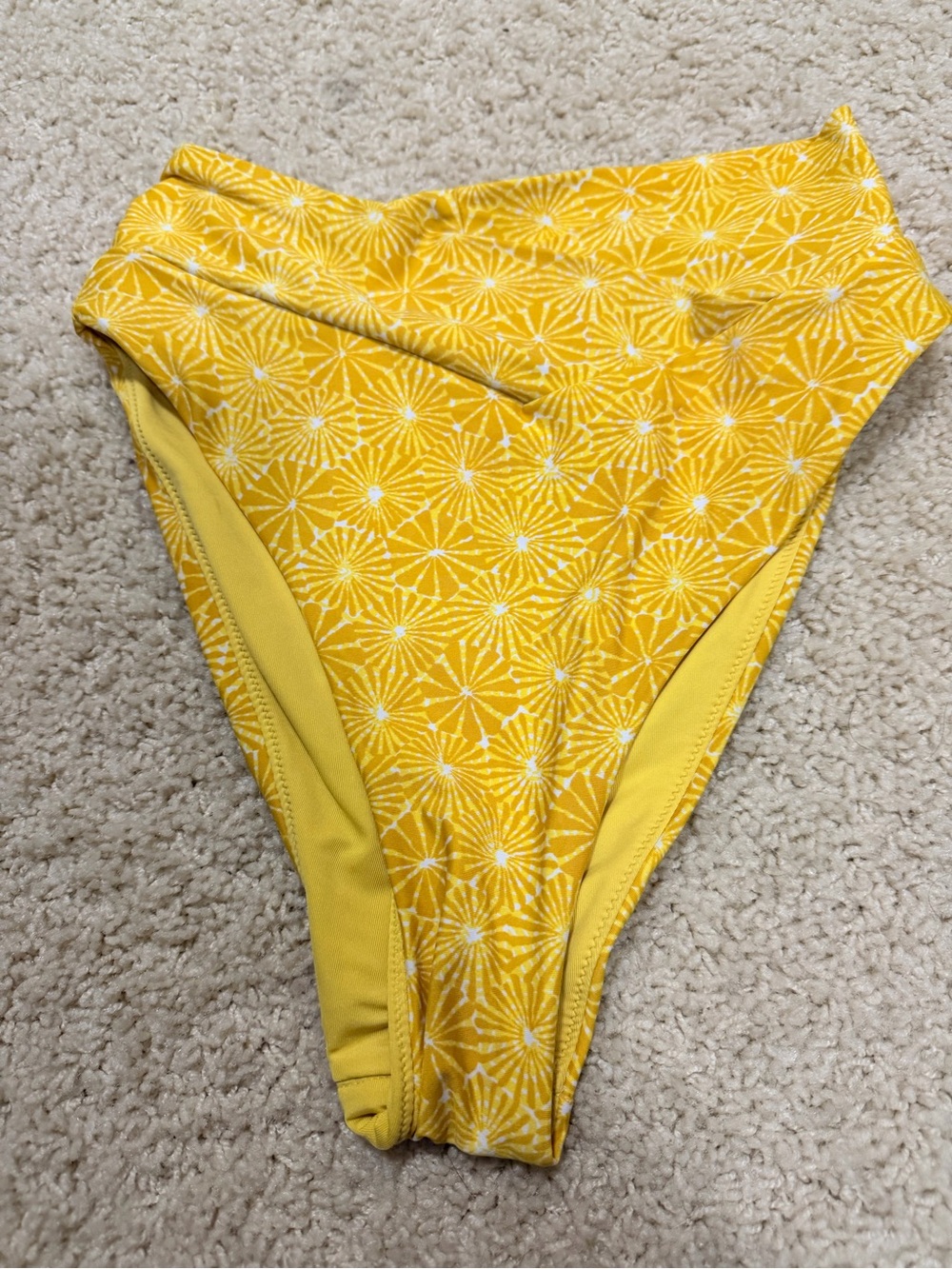 aerie High-Waist Yellow Floral Bikini Bottom